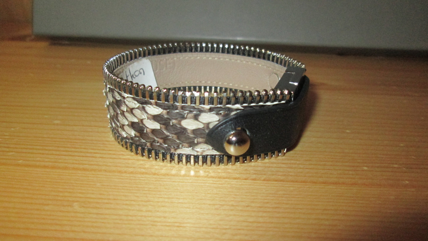 Bracelet batelier clause cuir de python taille M