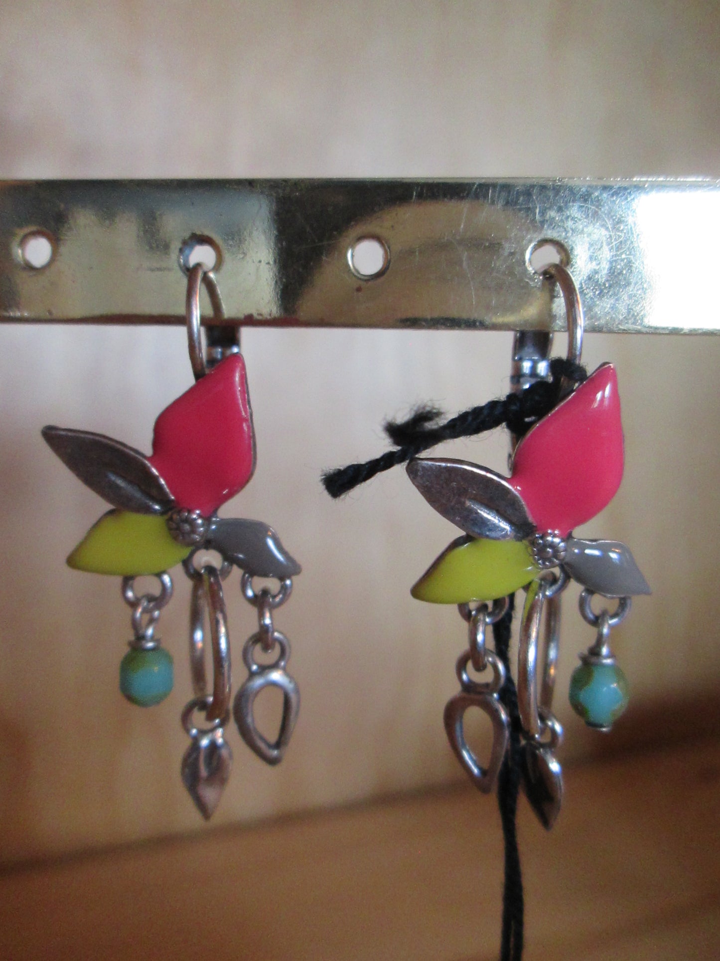 Boucles d’Oreilles taratata modèle « fleurs roses et jaunes »