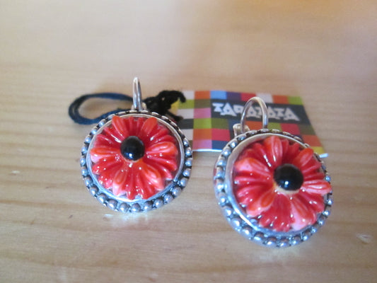 Boucles d’Oreilles TARATATA modèle « fleurs rouges »