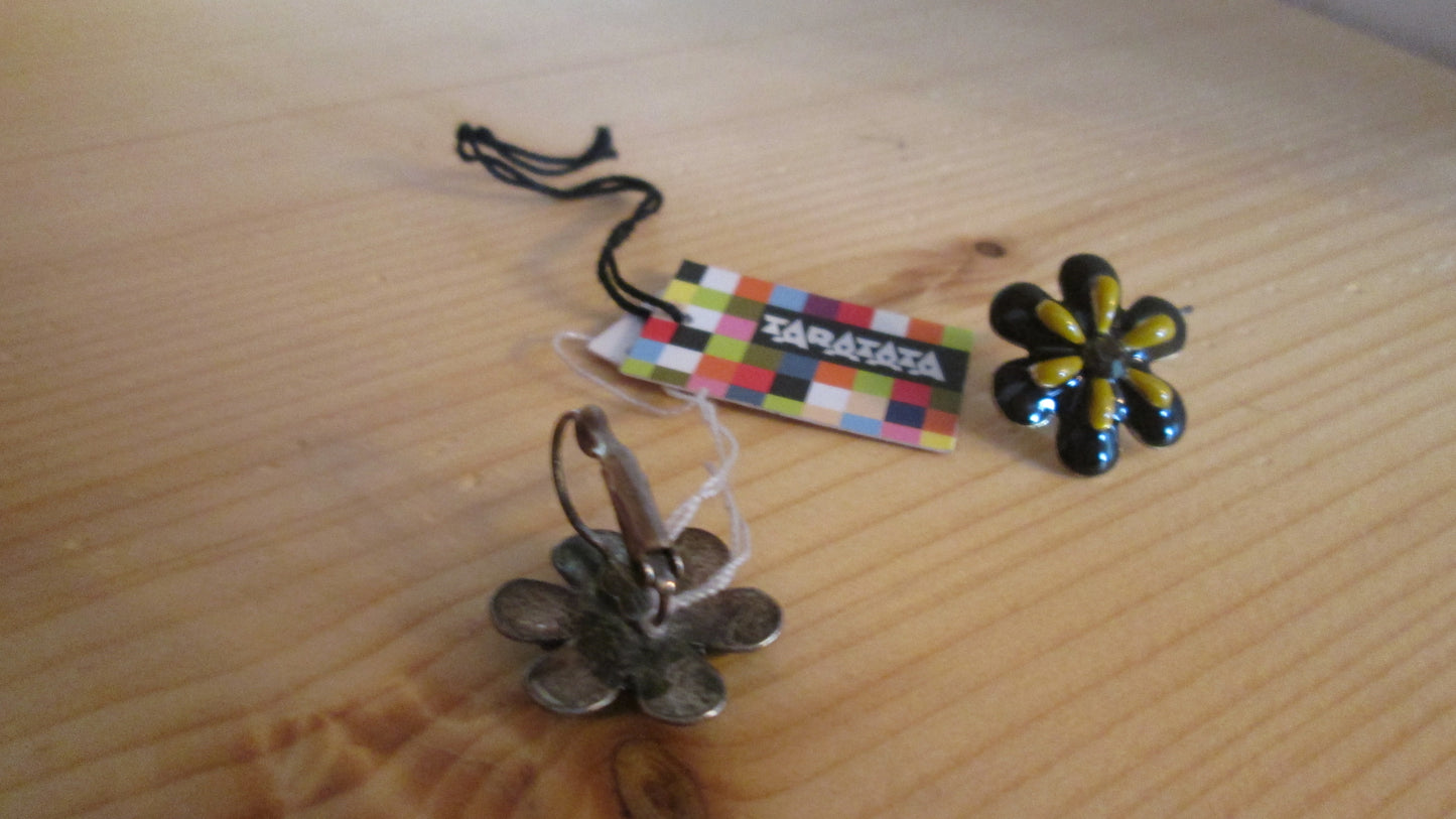 Boucles d’oreilles marron fleurs TARATATA