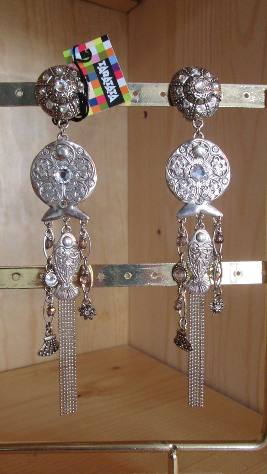 boucles d’oreilles Taratata modèle « poissons argents longues N° 50 »