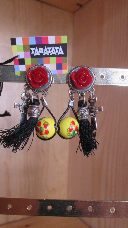 boucles d’oreilles Taratata modèle « roses rouges N° 54 «