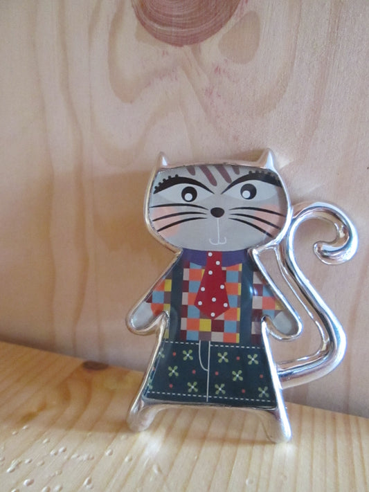 Broche Rouge Petit Pois modèle « Chat debout N° 14 »