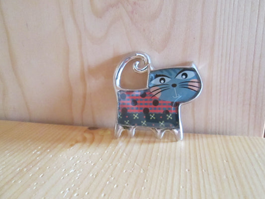 Broche Rouge Petit Pois modèle « Chat à 4 pattes N° 11 »