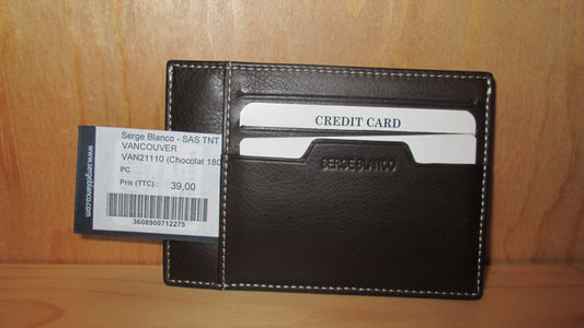 Porte cartes SERGE BLANCO modèle VANCOUVER 29SB cuir chocolat