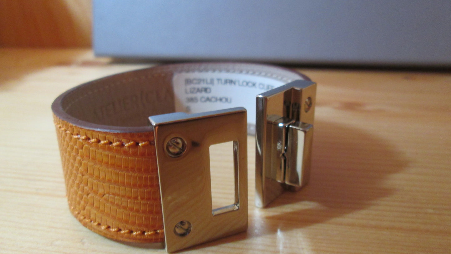 Bracelet Atelier Clause en lézard  taille S modèle cachou