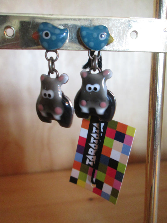 Boucles d’Oreilles taratata modèle « hippopotame »
