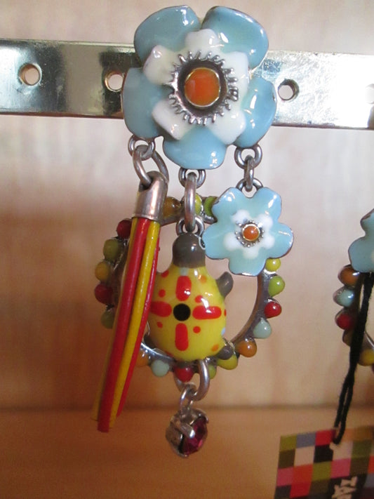 Boucles d’Oreilles taratata modèle « fleurs et tortues »